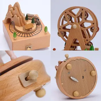 Inovatīvas Ferris Wheel & Dzimšanas Dienas Kūka Formas Koka Music Box Rotaļlietas Apdare Gudrs Dzimšanas Dienas Dāvana Ziemassvētku Dāvanu Bērniem
