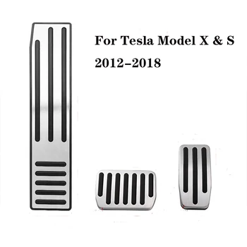 Par Tesla Model S X 2012. - 2020. Gadam-Nav Urbi Automašīnas Pedāļi Alumīnija Sakausējuma Degvielas Bremzes Kāju Balsts Pedāļu Uzlikas neslidenu Segumu Piederumi