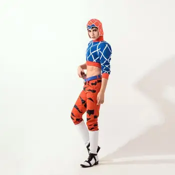 Japānas Anime JoJo Dīvaino Piedzīvojumu Cosplay Kostīmi Guido Mista Džemperis Modes Sexy Vilnas Trikotāža Topi Mētelis