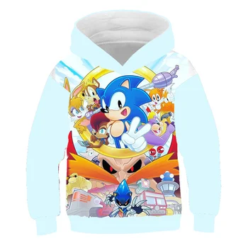Rudens Zēnu Drēbes, Krekls Sonic Ezis 100-160 CM Augsts Bērniem, Hoodies Bērniem Harajuku Karikatūra Streetwear Bērnu Topi