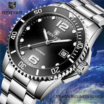 BENYAR uzņēmējdarbības vīriešu mehāniskās rokas pulksteņi top luksusa zīmolu tērauda vīriešu pulkstenis ūdensizturīgs sportā vīriešu rokas pulkstenis 2019 Relogio Masculino
