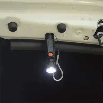 LED Lukturītis Iebūvēts akumulators USB lādējamu Lāpu T6 3 Režīmi ūdensizturīgs COB Zoomable Daudzfunkcionāls asti magnēts WorkLight
