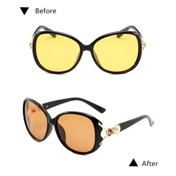 SOPRETTY Photochromic Sieviešu Polarizētās Nakts Redzamības Braukšanas Brilles Ovāls Lielajam Saulesbrilles Ar Dimantiem Dzeltenas Brilles UV400