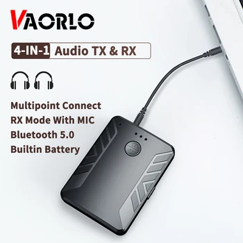 VAORLO 4-IN-1 Bluetooth 5.0 Audio Raidītājs Uztvērējs Daudzpunktu Savienojumu 3,5 mm AUX RCA Ligzdu, Bezvadu Adapteris Ar MIC TV PC