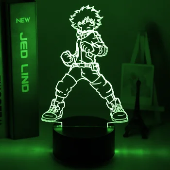 3D Lampas Izuku Midoriya Attēls Kids Guļamistaba Nightlight Led Touch Sensors Telpas Apgaismojums Anime Mans Varonis Augstskolu Dāvanu Led Nakts Gaisma