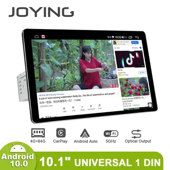 JOYING Radio Pantalla 1 din Android 10 Multimediju Atskaņotājs, Galvu Vienība 4GB 64GB Carplay Android Auto 4G HD Ekrāna, Optiskās Izejas OBD