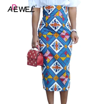 ADEWEL 2020 Plus Lieluma Zilgans Āfrikas Drukāt Augstā Vidukļa Bodycon Zīmuli Svārki Sieviešu Sexy Svītru Zīmuli Midi Ilgi Svārki, Sieviešu XXL
