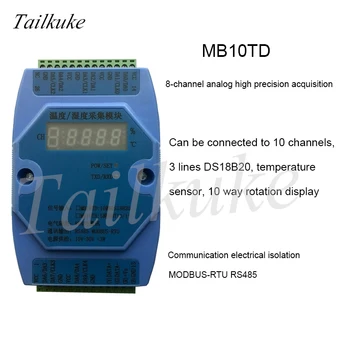 DS18B20 10 daudzkanālu Temperatūras Iegāde, Moduļa RS485 Modbus RTU