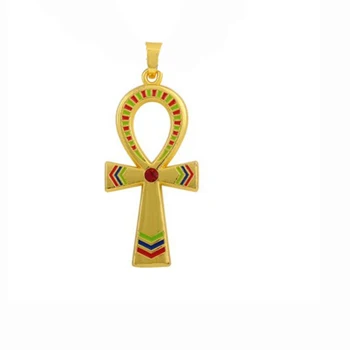 Zelta Krāsā Ēģiptes Ankh Krusta Emaljas Kulons Reliģisko Stila Rotaslietas Sievietēm un Vīriešiem