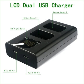 BP-DC15 Dual USB Akumulatora Lādētājs Leica BP-DC15-E BP-DC15-U D-Lux Tipa 109 C-LUX (Tips No. 1546) D-LUX 7 (Tips No. 3952)