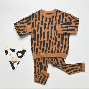 Bērnu Apģērbu Komplektus Ar Garām Piedurknēm Leopards Drukāt Sporta Krekls Un Bikses Tracksuit Toddler Zēni Meitenes Apģērbs, Sporta Apģērbs, Komplekts