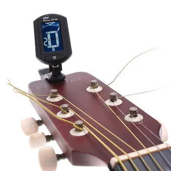 Skaņotājs Ģitāra havajiešu ģitāra, Bass, Vijole Hromatiskās ĪNO, ET-33 LCD clip-on Elektronisko Digitālo guitarra mūzikas instruments