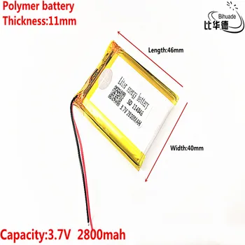 Litru enerģijas akumulators, Labas Qulity 3,7 V,2800mAH 114046 Polimēra litija jonu / Litija jonu akumulators tablet pc BANKA,GPS,mp3,mp4