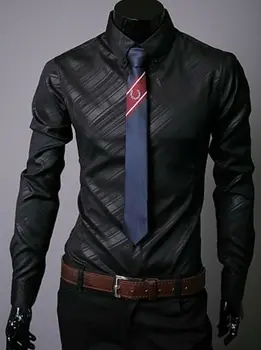 Meihuida 2019 Modes Jaunu Vīriešu Biznesa Kleita Krekls Smart Casual Uzvalks Topi, pieguļoša Blūze Hots