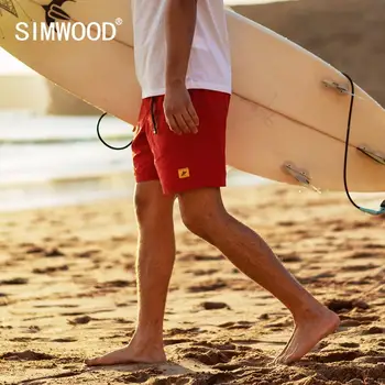SIMWOOD 2020. gada vasarā jaunā pludmales šorti vīriešu modes plānas, augstas quailty aukliņu gadījuma brīvdienu siksnas šorti SJ150166