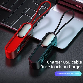 3 in 1 Pārnēsājams Magnētiskais USB Kabelis Priekš iPhone 12 Pro Max Mini Absorbcijas Apgaismojums Mikro Maksas Huawei Xiaomi Ceļojumu Vadu