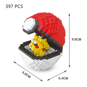 397/440PCS Pokemon Bumbu, Celtniecības Bloki, Mini Daļiņas Ēkas Sapulcējušies Pokemonu Pikaču Karikatūra Animācijas Izglītības Rotaļlietas