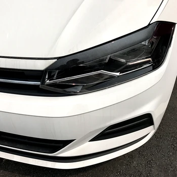 Automašīnas Lukturi Uzacu Plakstiņu Uzlīmes Melns Vāks Volkswagen Polo MK6 2019+ Piederumi Car Styling