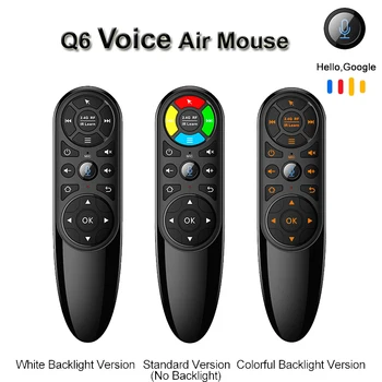 Q6 Pro Google Voice Tālvadības pults Gaisa Peli, Apgaismojums 2.4 G Bezvadu IS Mācību Žiroskops Q9 Android TV Box H96 X96 Max T95