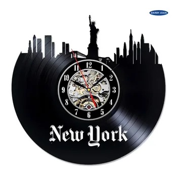 Unikāls Roku darbs Newyork City Vinila Ieraksts sienas pulkstenis, reloj lielu duvar saati pulksteņa mehānisms