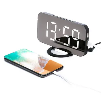 Digitālais modinātājs - stilīgs led pulkstenis ar USB portu, milzīgs displejs, pielāgošana displeja spilgtumu, bet funkcija s